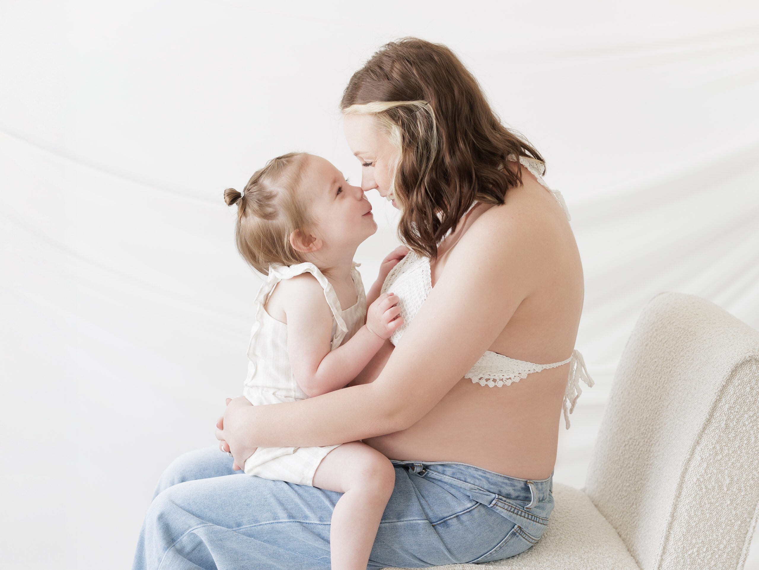mom and daughter in motherhood photography session